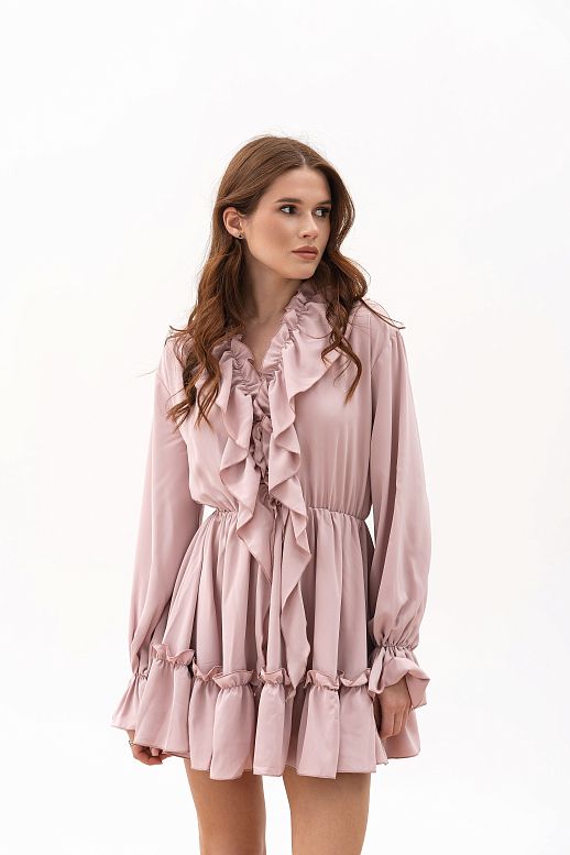 Mini dress pink with flounces