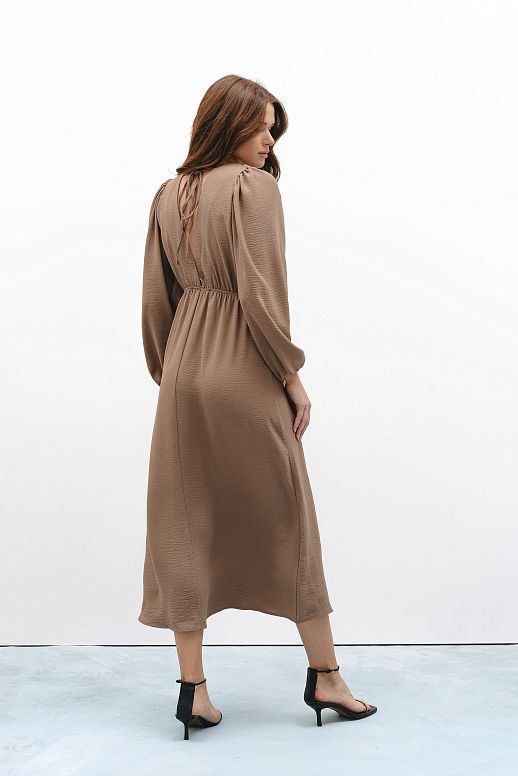 Open back maxi dress in dark beige colour