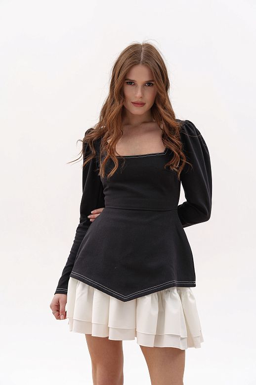 Denim corset dress black
