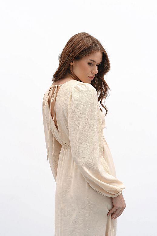 Open back maxi dress in light beige colour