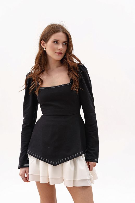 Denim corset dress black