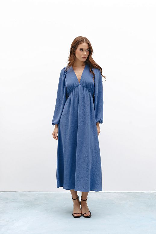 Open back maxi dress in blue colour