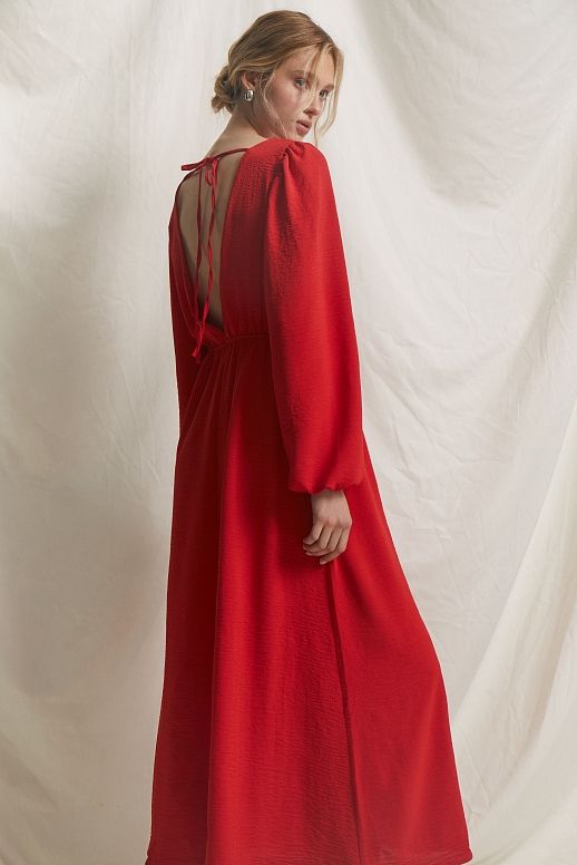 Сукня максі з відкритою спиною червона - №2